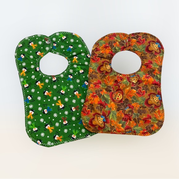 Lot/2 Handmade Bib Fall/Winter Seasons - Picture 6 of 12